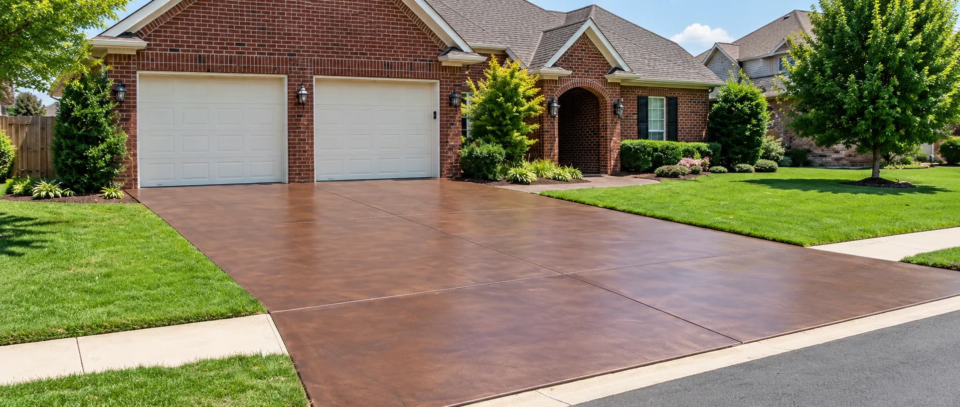 A resurfaced concrete driveway