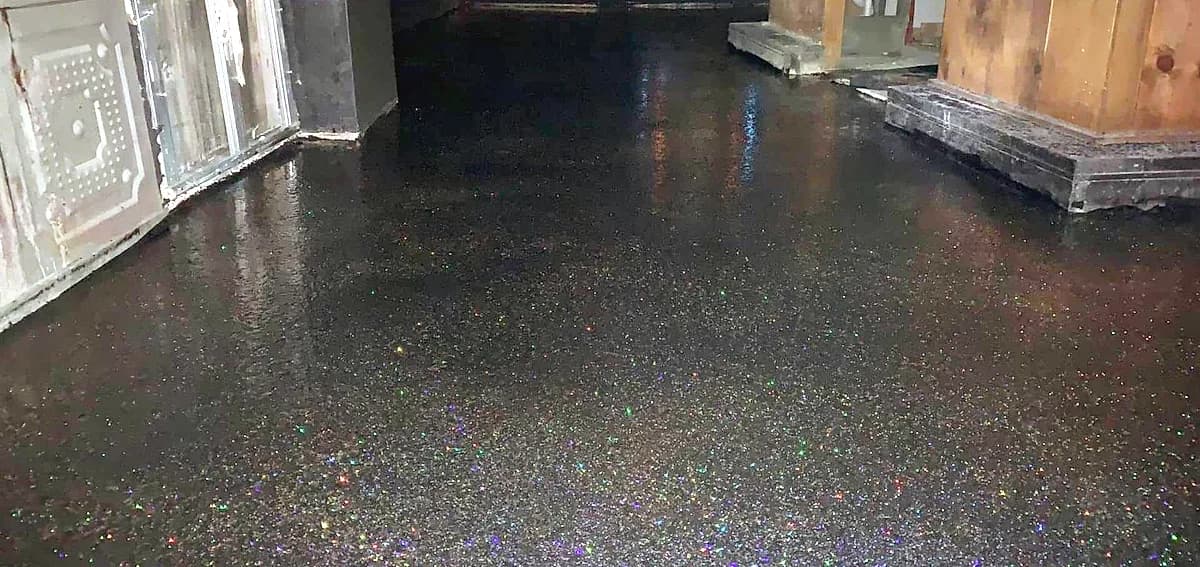 black glitter epoxy floor