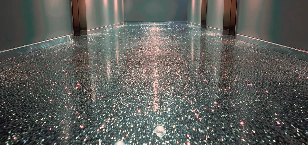 black glitter epoxy floor