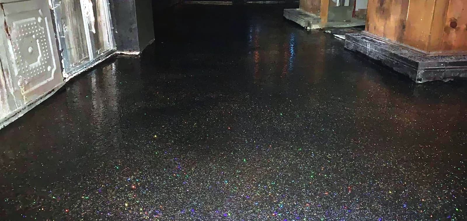 black glitter epoxy floor