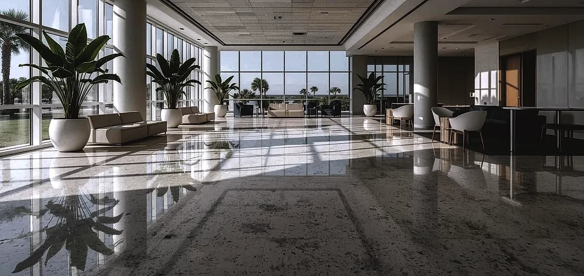 concrete polishing office lobby