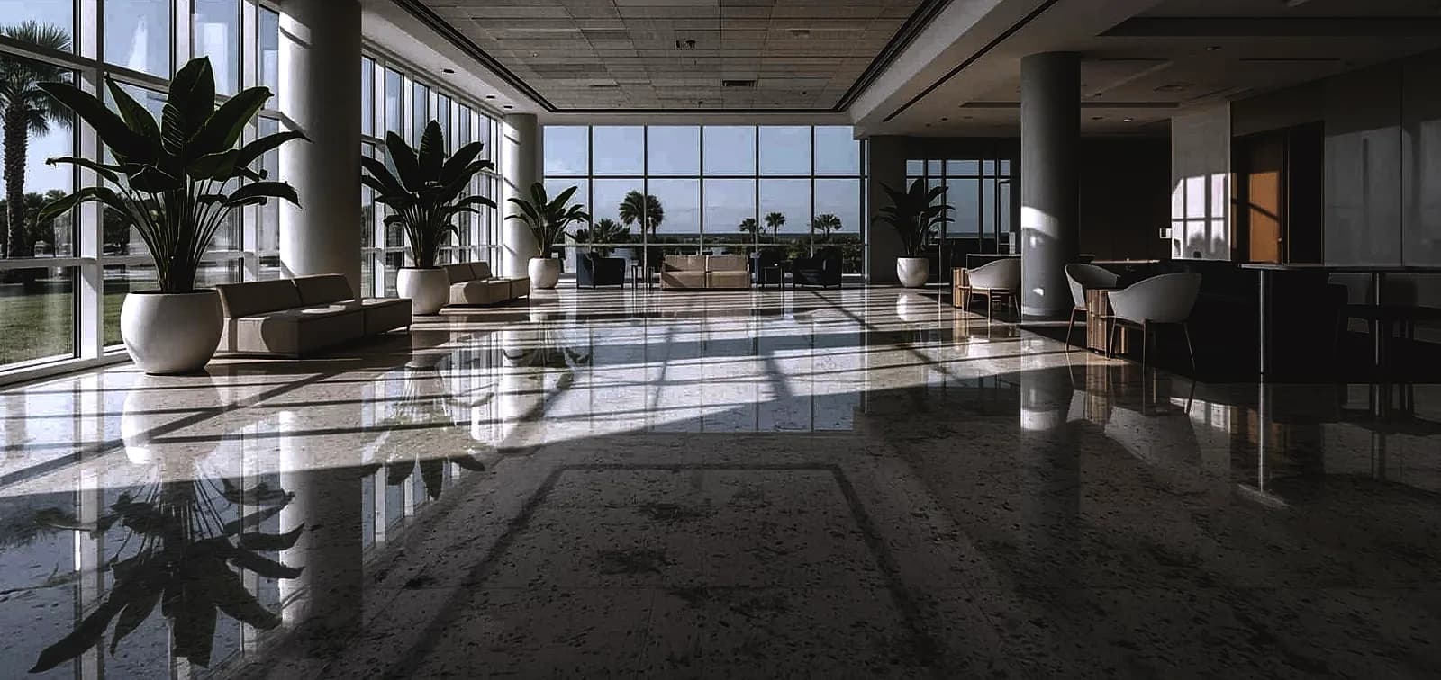 concrete polishing office lobby