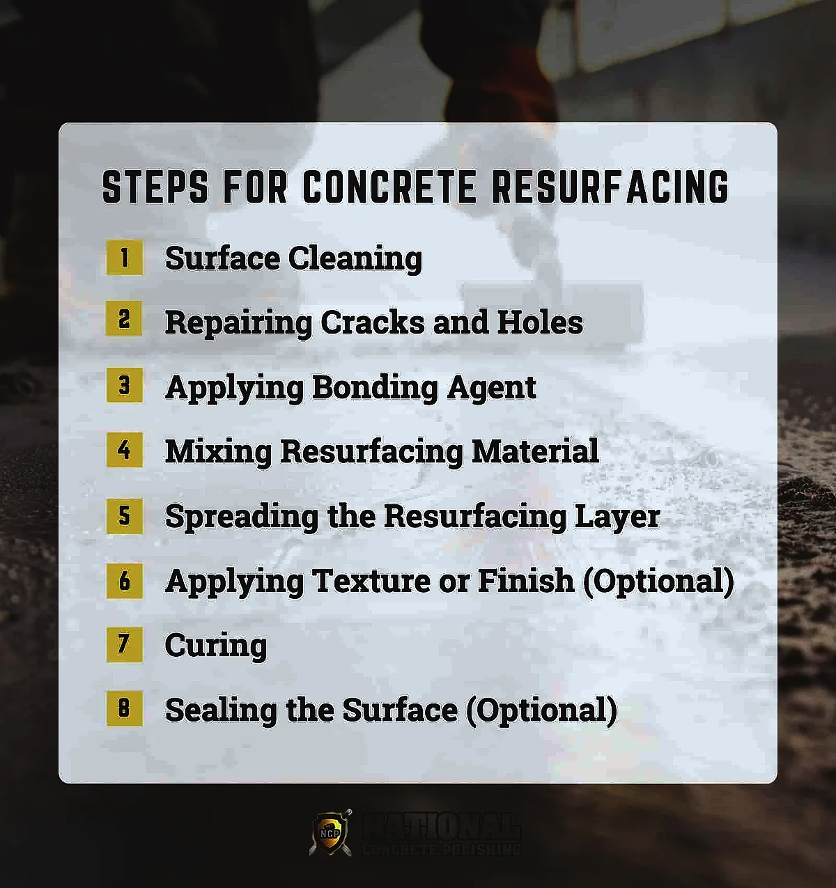 Concrete Resurfacing: Process, Used Tools, Benefits, Issue and Solution — National Concrete Polishing