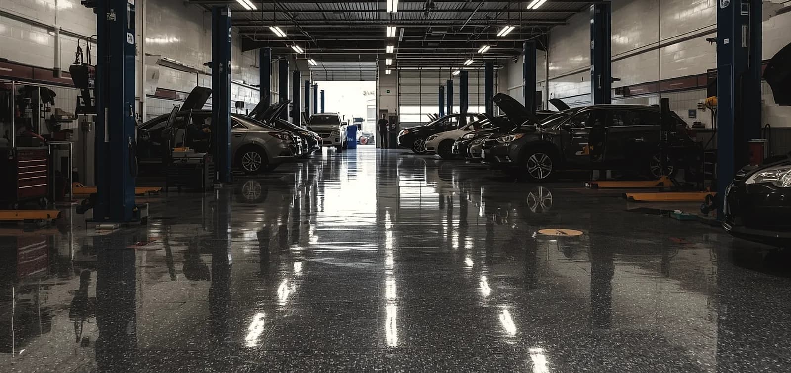 epoxy floor Pompano Beach mechanic shop