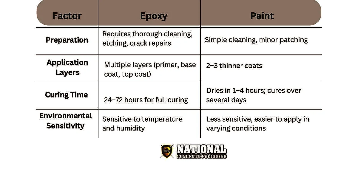 Installation process for epoxy and paint for basement floor