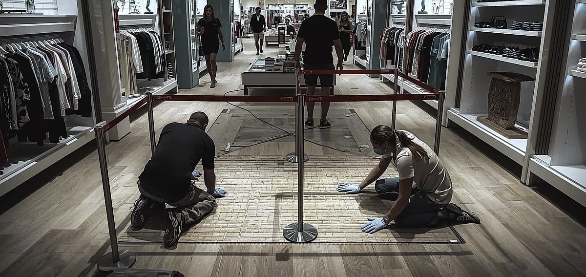 phased floor installation retail open
