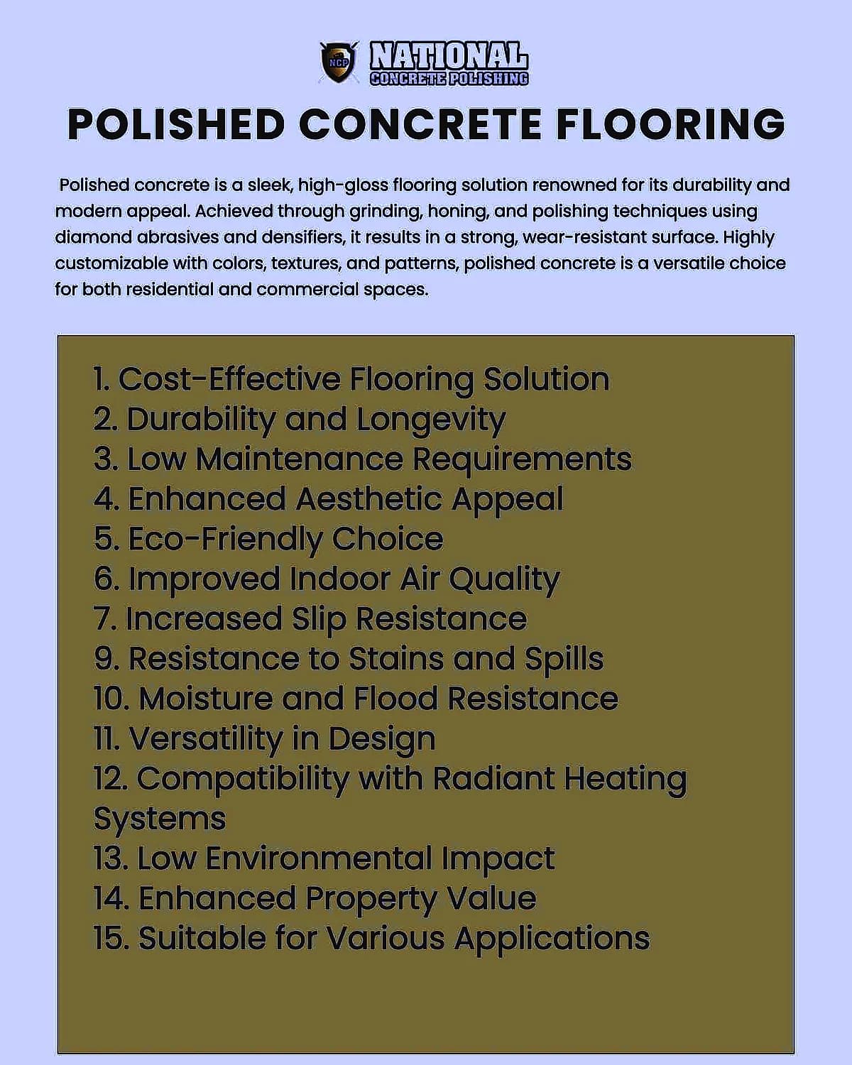 15 Benefits Of Polished Concrete — National Concrete Polishing
