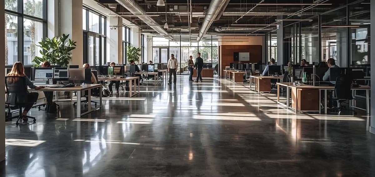 polished concrete Pompano Beach office