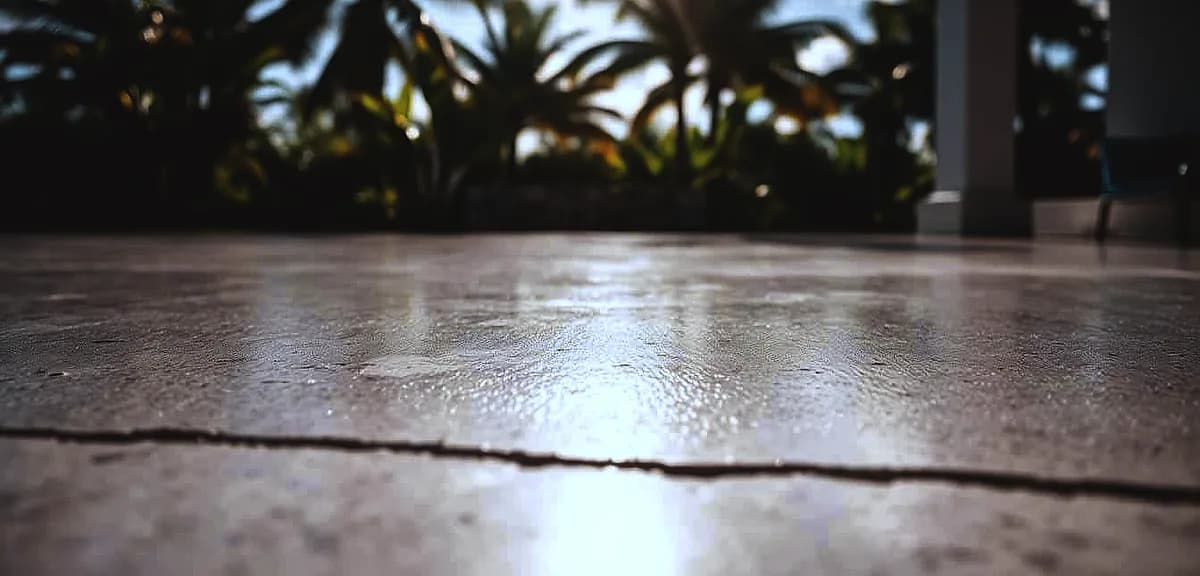 A high-quality, UV-resistant epoxy coating glistens under the bright South Florida sun.