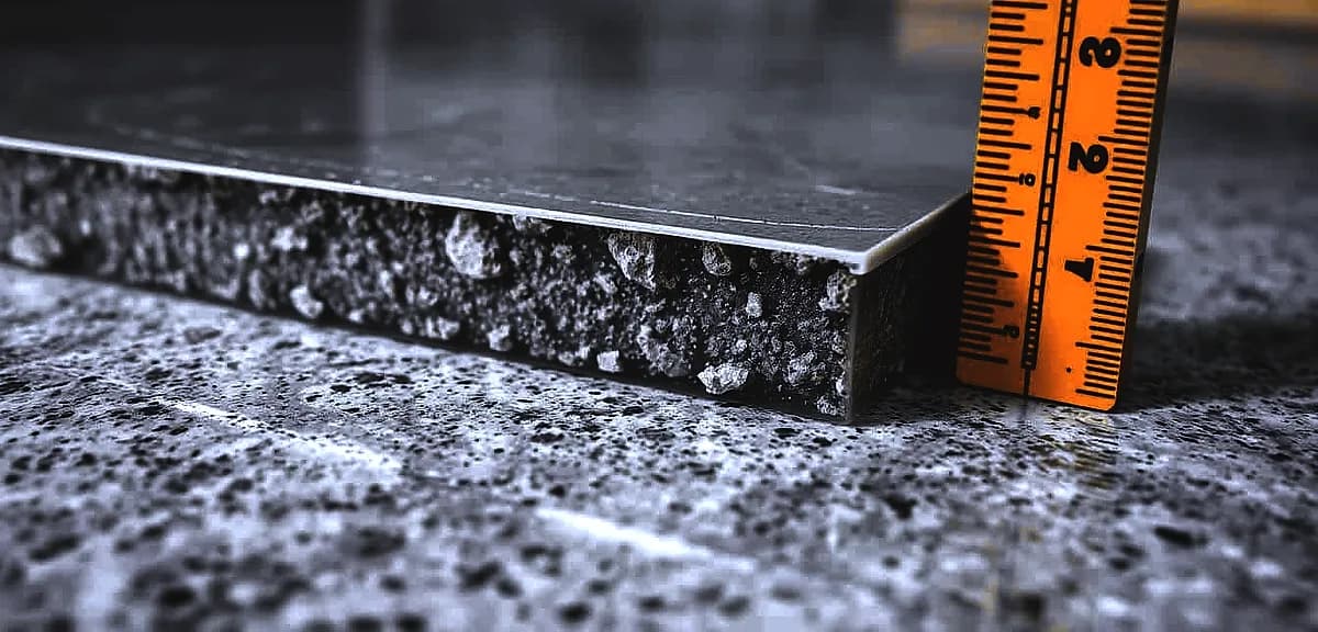 A meticulously detailed cross-section of an epoxy floor, showcasing its various layers.