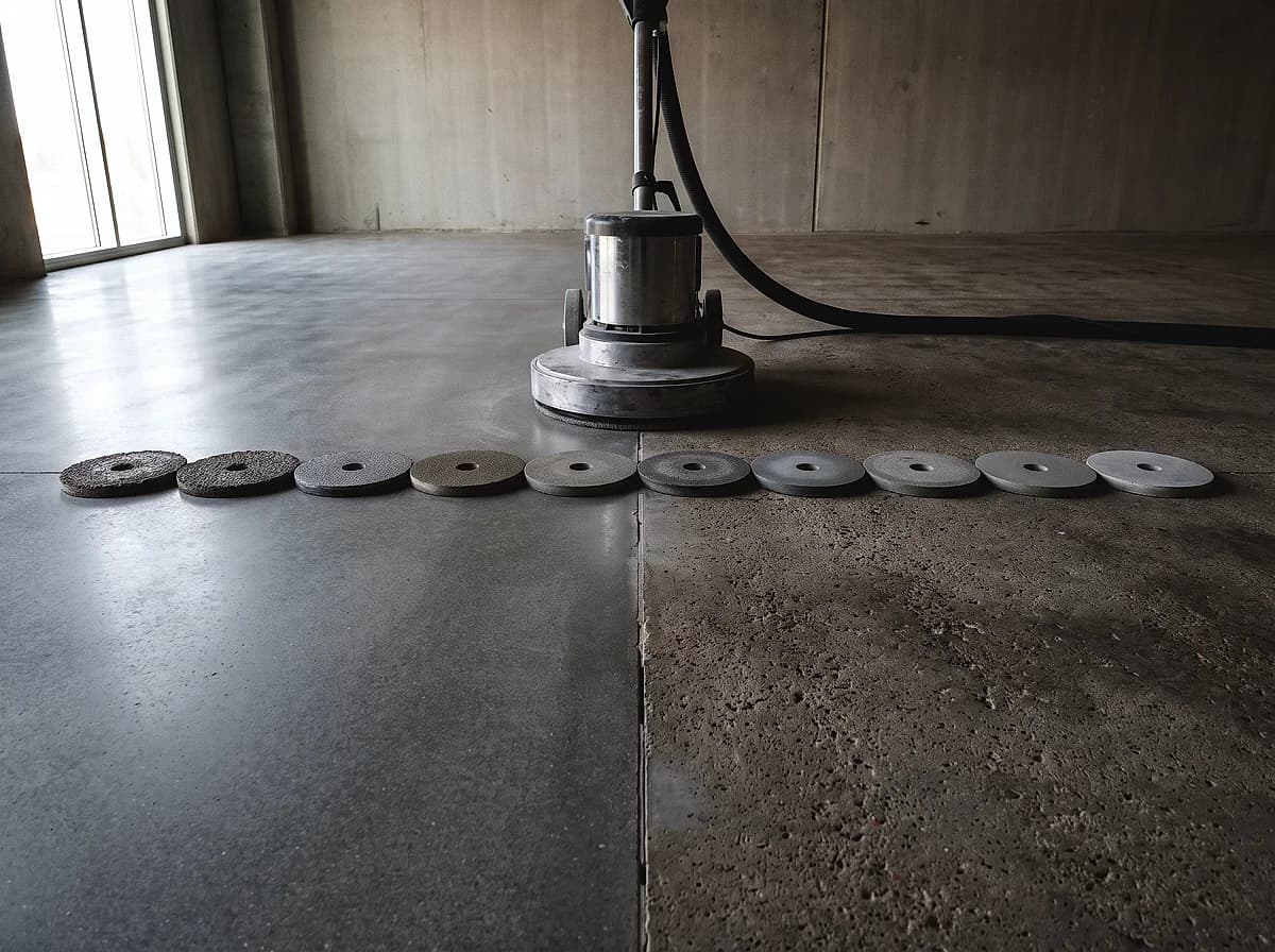 Honing a densified concrete slab