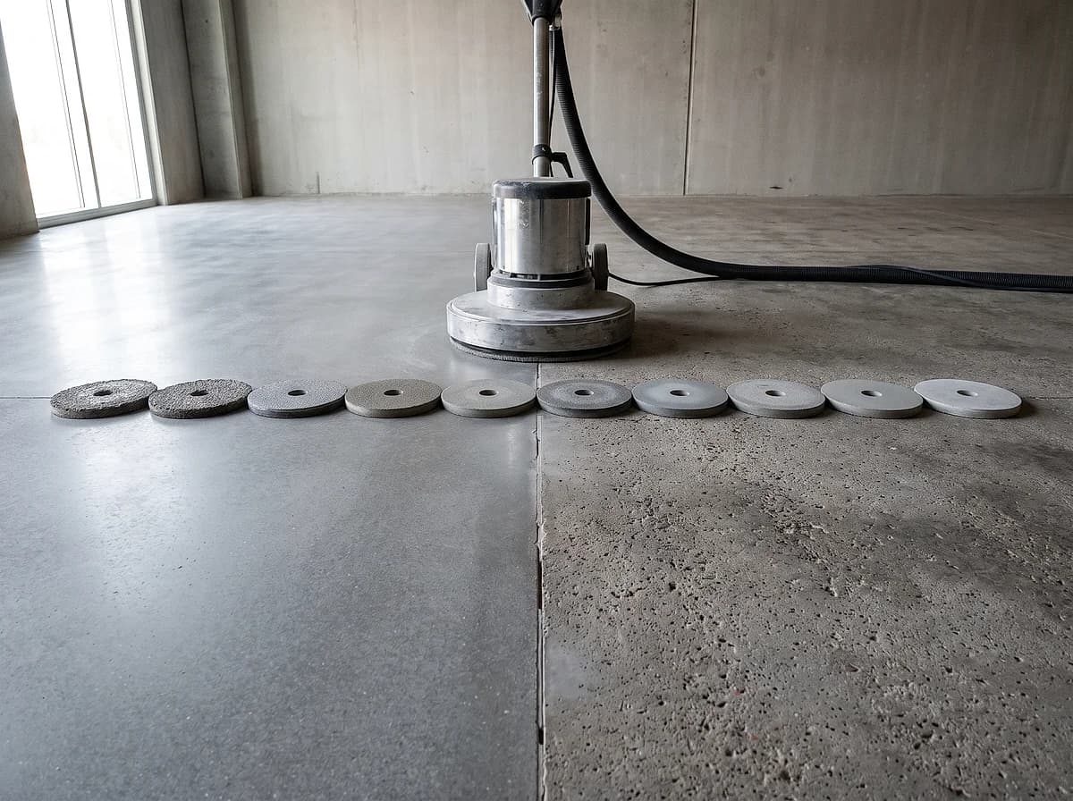 Honing a densified concrete slab