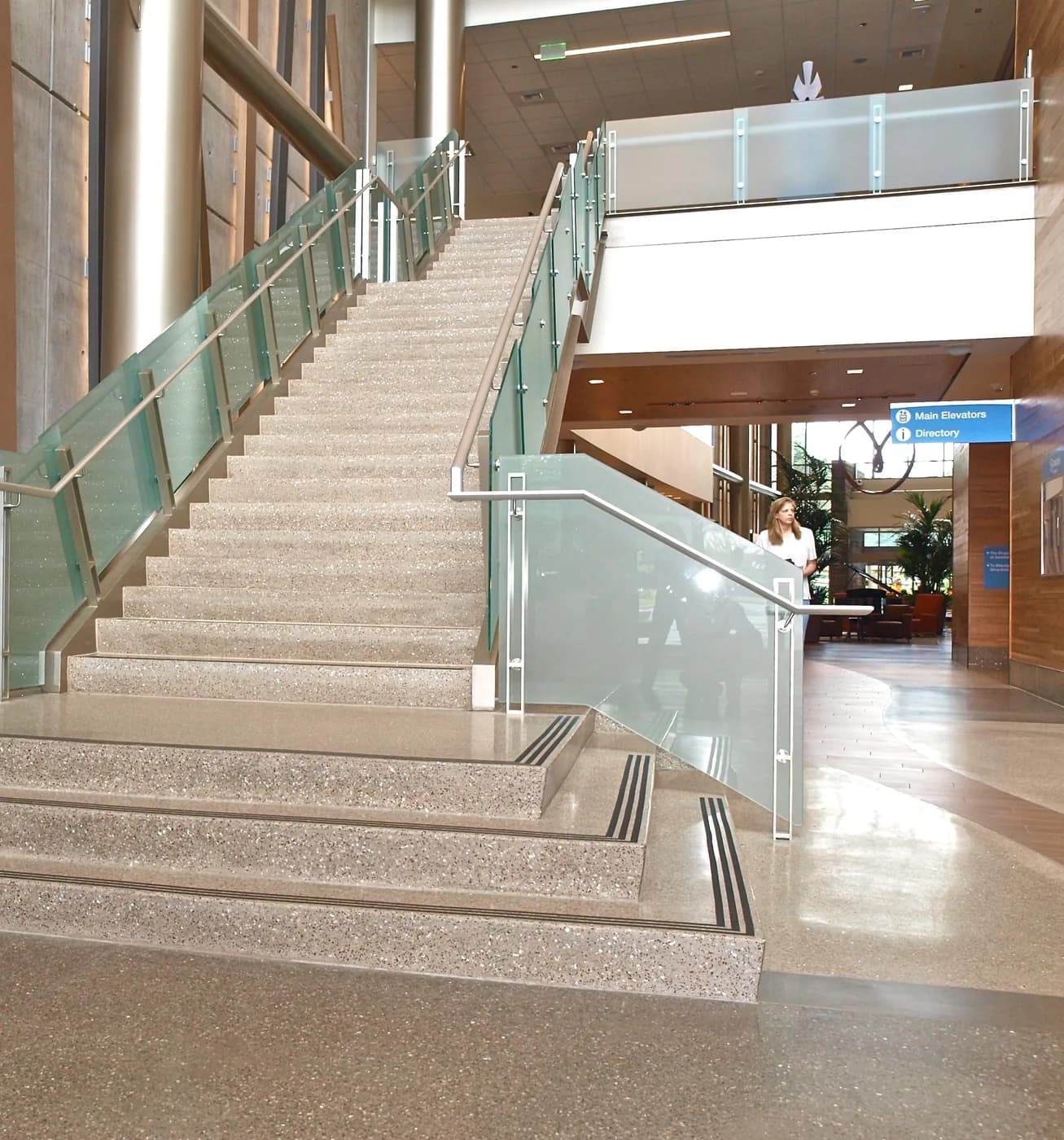 Polished terrazzo staircase and lobby floor