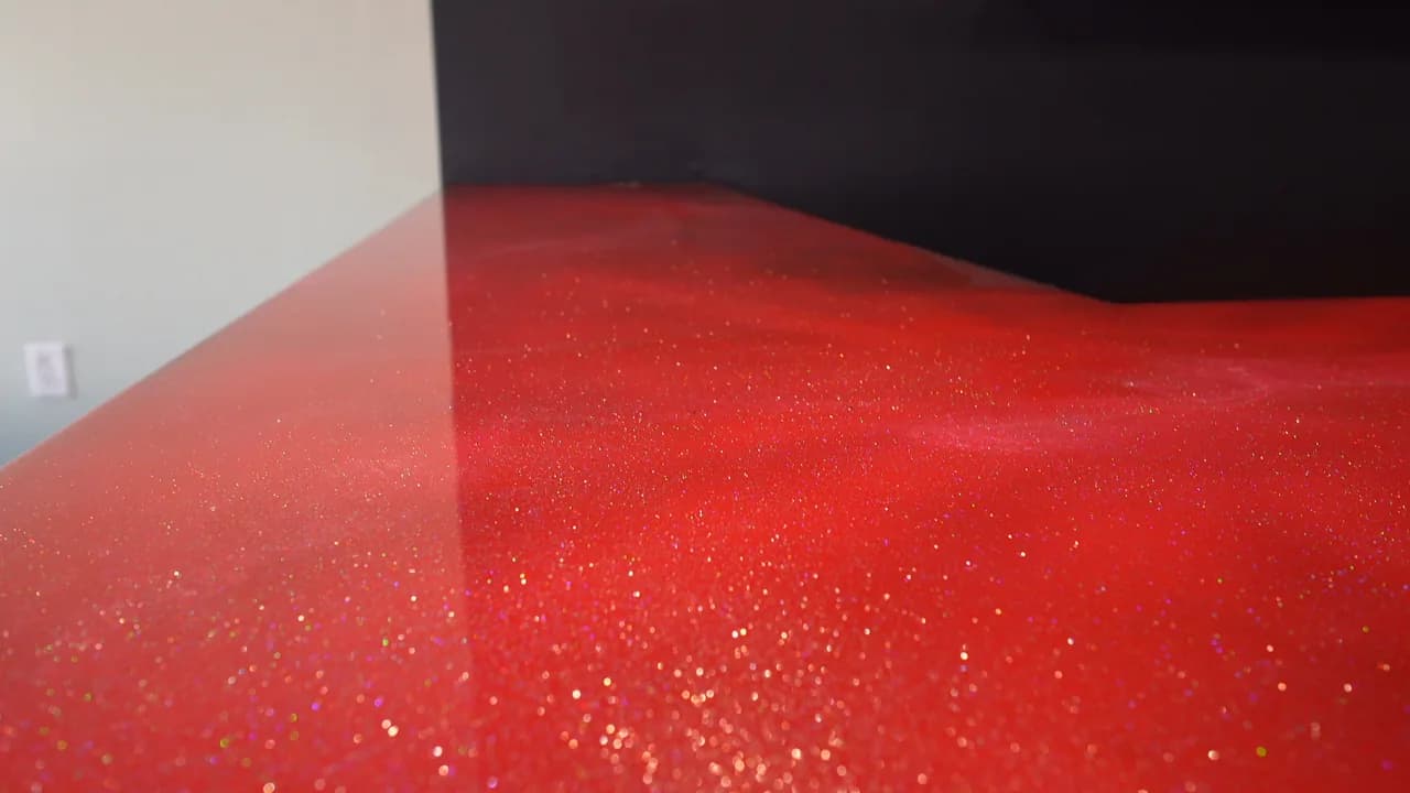 Red glitter epoxy countertop