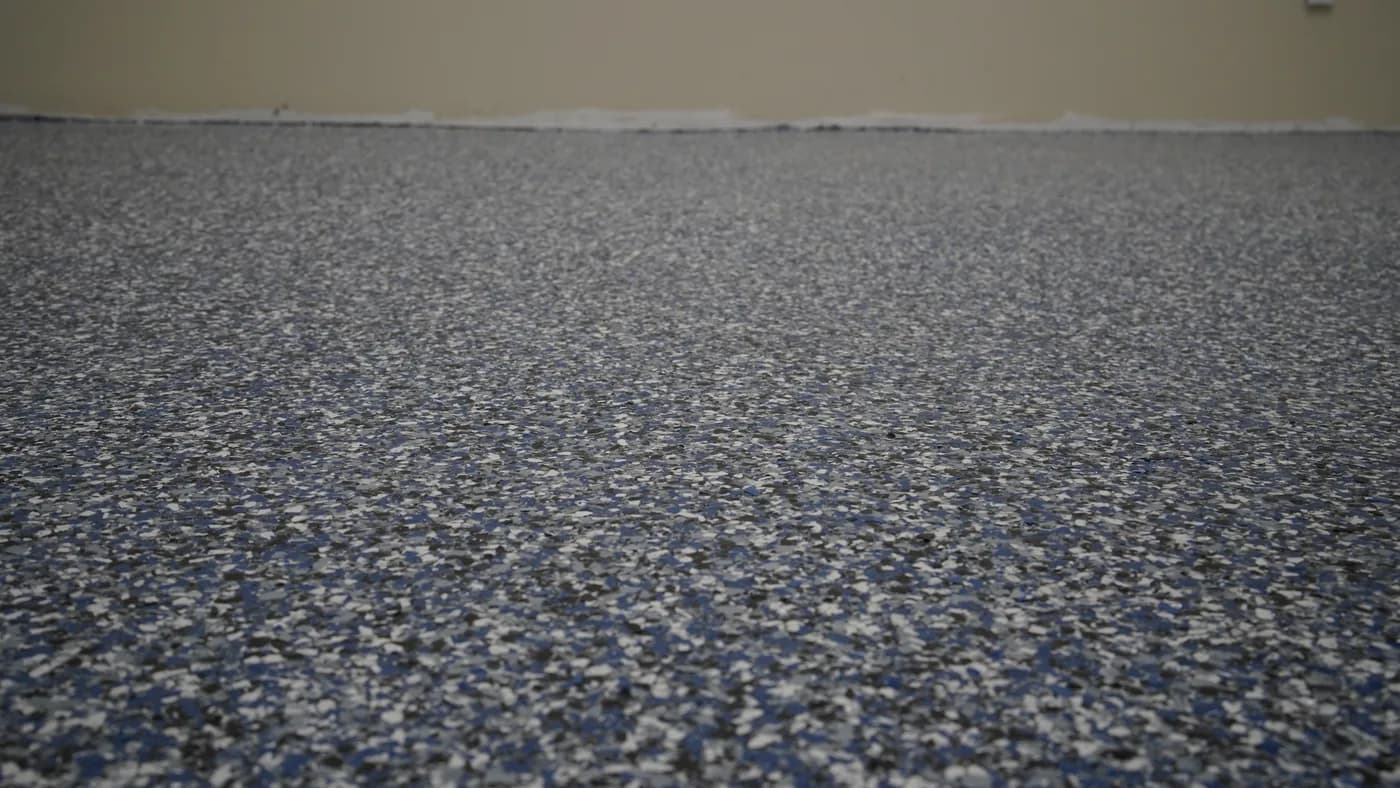 Flake epoxy floor, close up