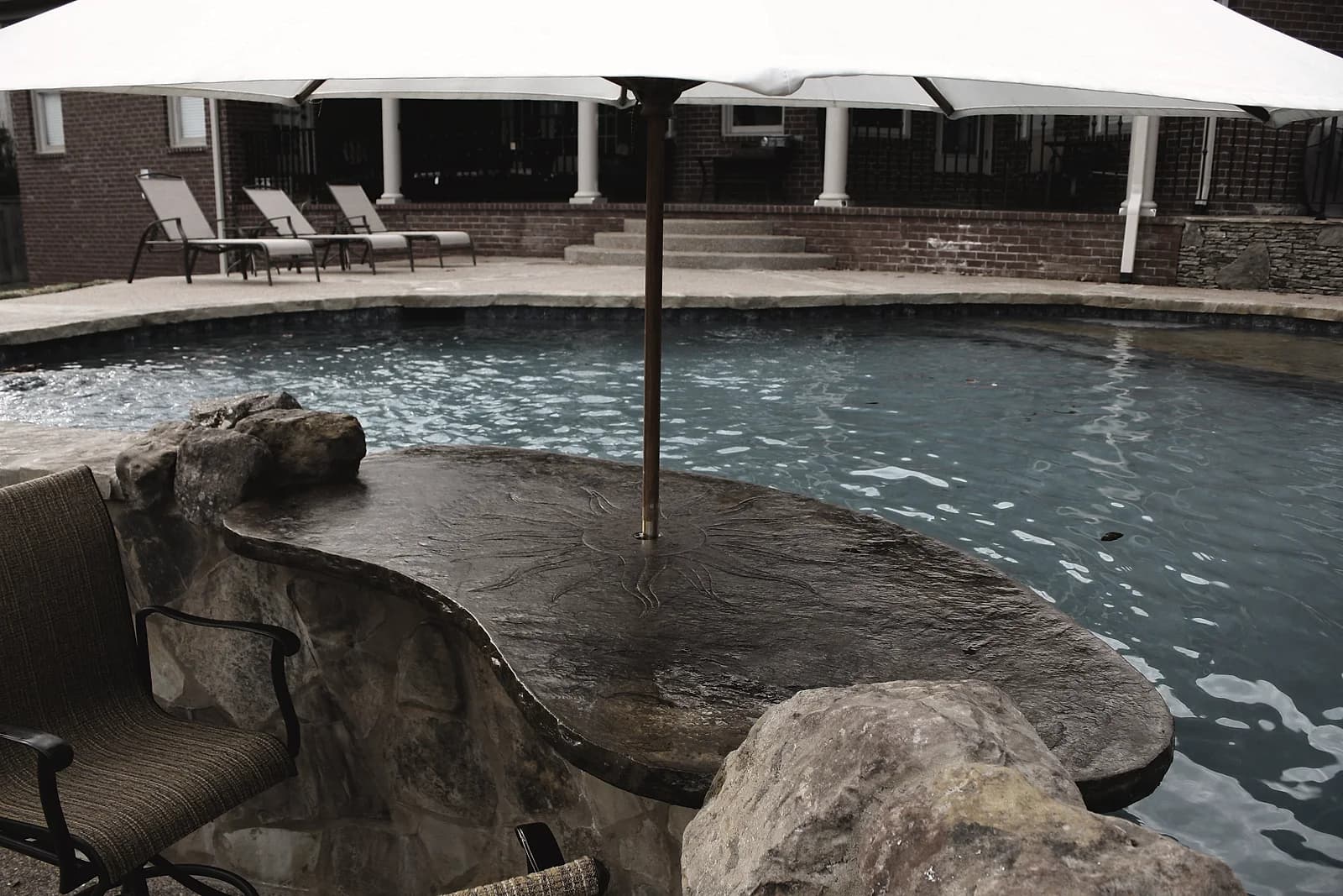 A resurfaced pool deck