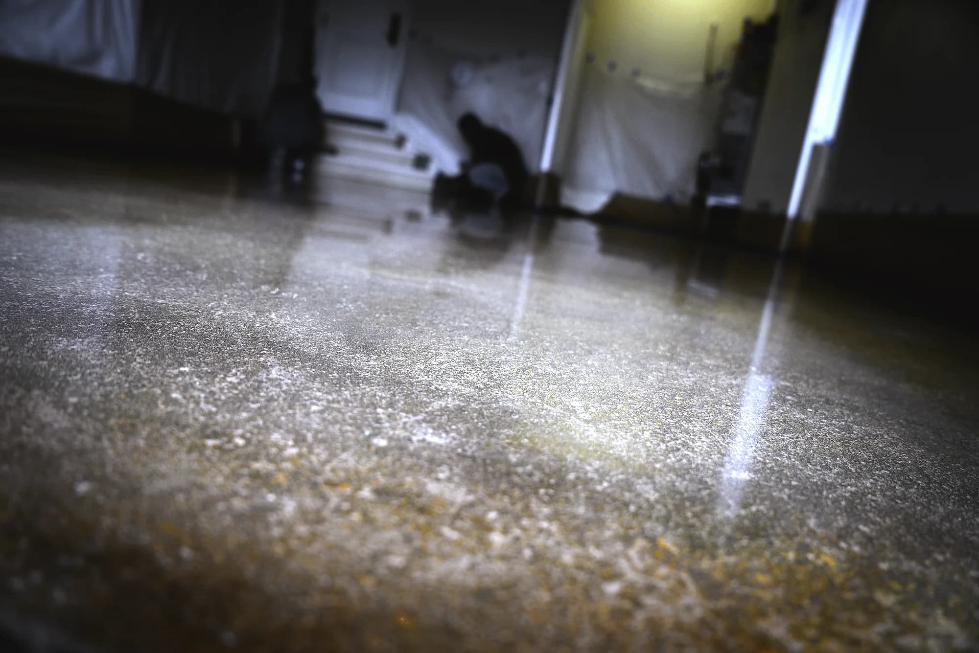 The sheen of a finished concrete floor
