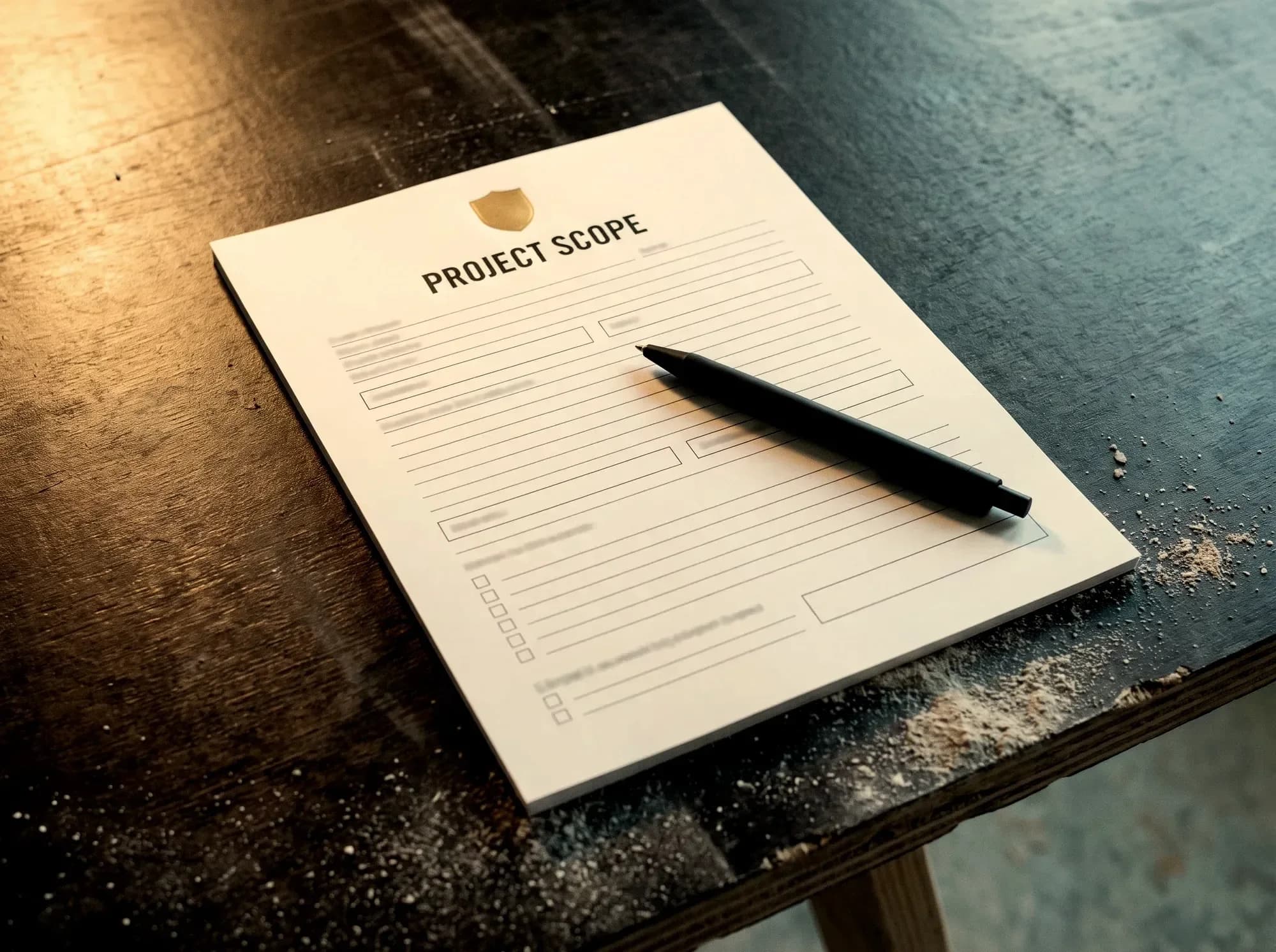 The written scope for a floor project on site