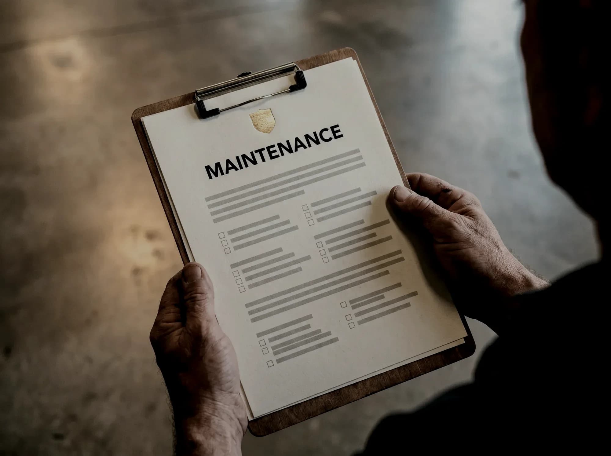Care and maintenance guide on a clipboard, handed over on the finished floor