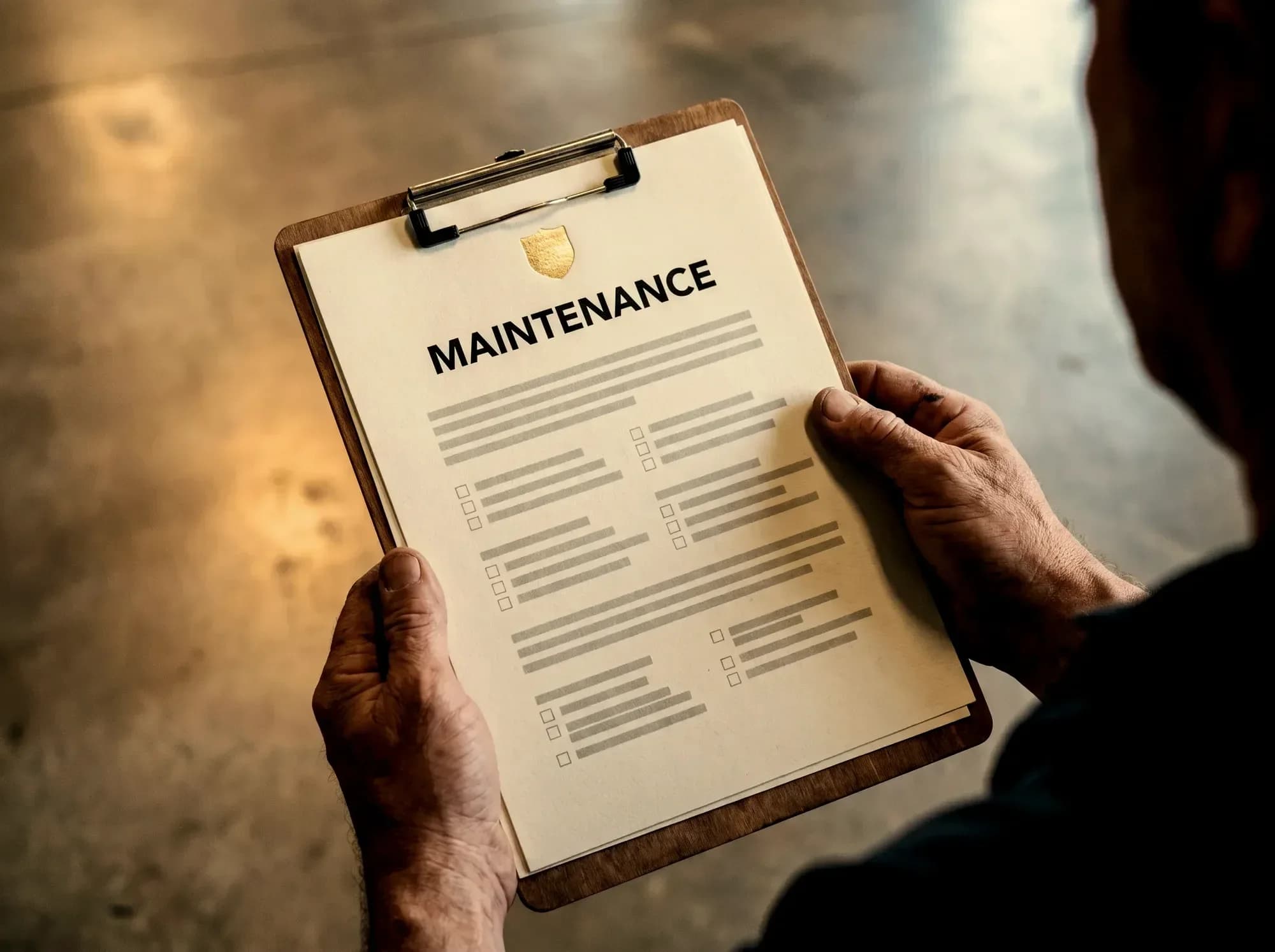 Care and maintenance guide on a clipboard, handed over on the finished floor